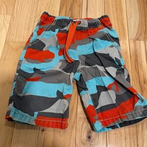 Mini Boden Red and Blue Camouflage Shorts
